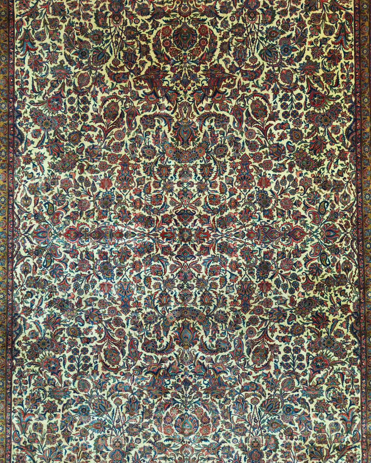 Antique Persian Qazvin Rug Circa 1910 | 11' 4" X 21' 6" | White & Blue Colours | Urban Production