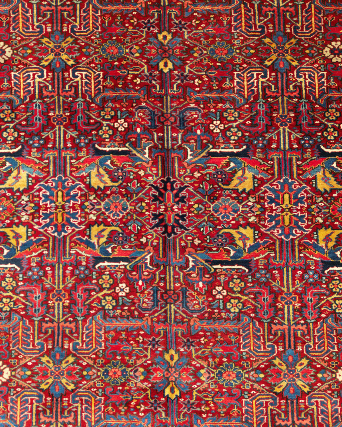 Vintage Persian Heriz Rug Circa 1940 | 8' 0" X 11' 1" | No-Medallion | Red & Black Colours | Tribal Production