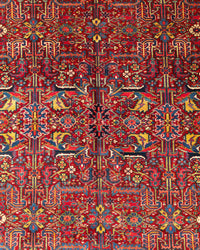Vintage Persian Heriz Rug Circa 1940 | 8' 0" X 11' 1" | No-Medallion | Red & Black Colours | Tribal Production