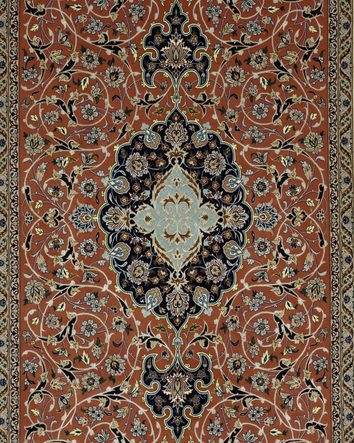 Persian Isfahan Rug | 5' 2" X 8' 3" | Coral & White Colours | Urban Production