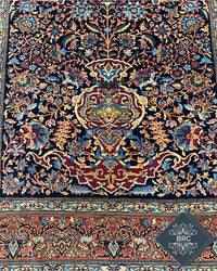 Antique Persian Isfahan Ahmad Rug Circa 1900 | 4' 9" X 6' 9" | Red & Blue Colours | Finely Knotted | Urban Production