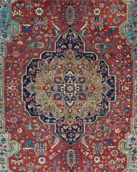 Antique Persian Serapi Heriz Rug Circa 1880 | 14' 5" X 23' | Multicolour Jewel Tones | Geometric Design | Tribal Production