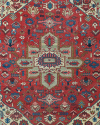 Antique Persian Serapi Heriz Rug Circa 1880 | 11' 2" X 14' 5" | Red Colour | Geometric Design | Tribal Production