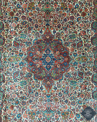 Antique Persian Kashan Rug Circa 1920 | 9' 11" X 14’ 1” | White, Blue & Green Colours | Urban Production