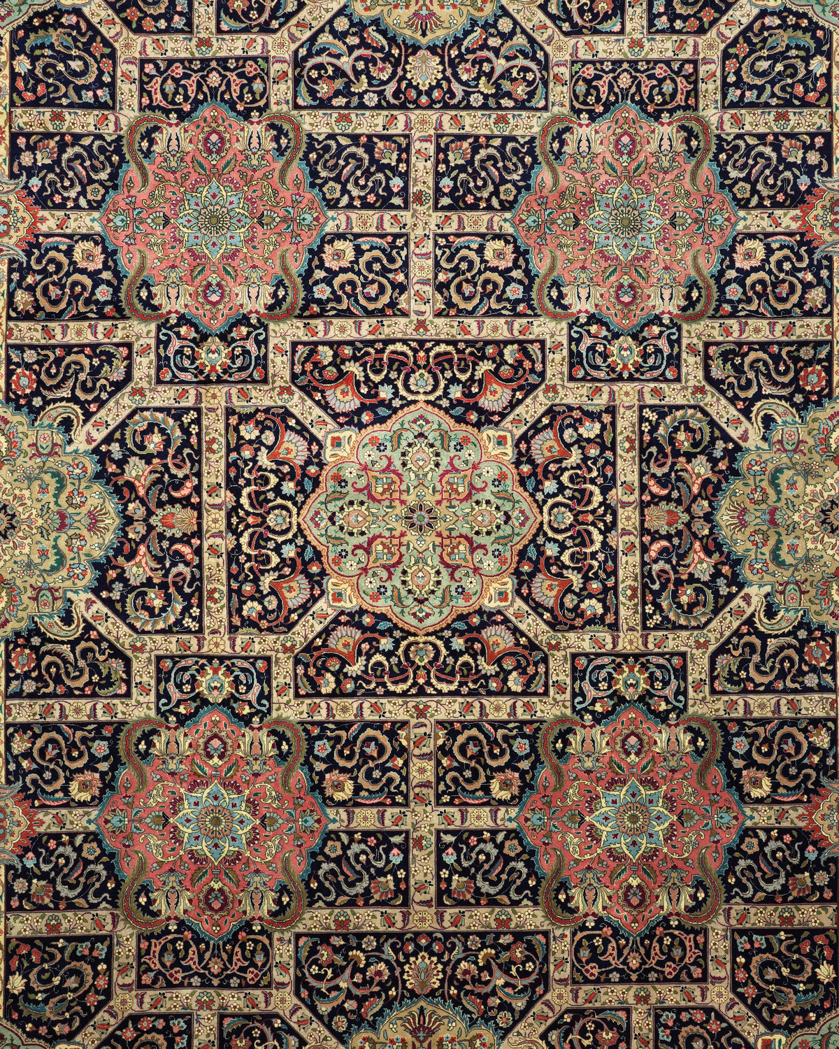 Vintage Persian Tabriz Ghalicheh-Baf Rug Circa 1960 | 9' 9" X 12' 8" | Multicolours | Allover Design | Urban Production