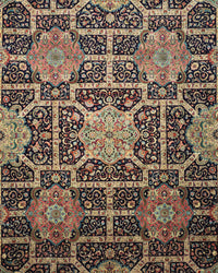 Vintage Persian Tabriz Ghalicheh-Baf Rug Circa 1960 | 9' 9" X 12' 8" | Multicolours | Allover Design | Urban Production