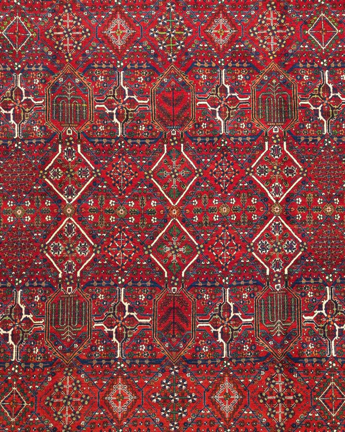 Vintage Persian Meymeh Rug Circa 1950 | 9' 1" X 12' 4" | Red Colour | Allover Geometric Design | Tribal Production