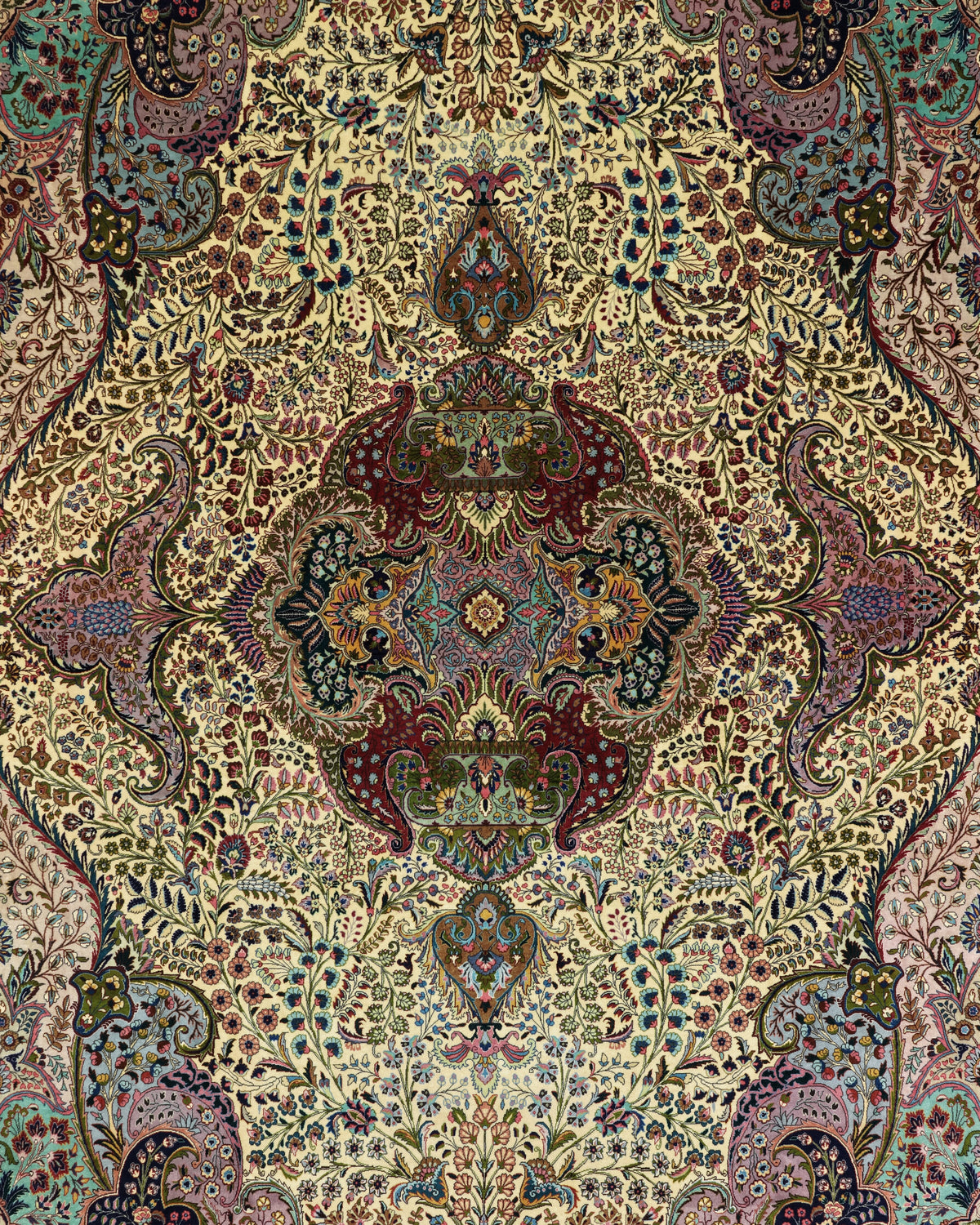 Vintage Persian Tabriz Rug Circa 1960 | 9' 10" X 13' 5" | Light Colours | Floral Medallion Design | Urban Production