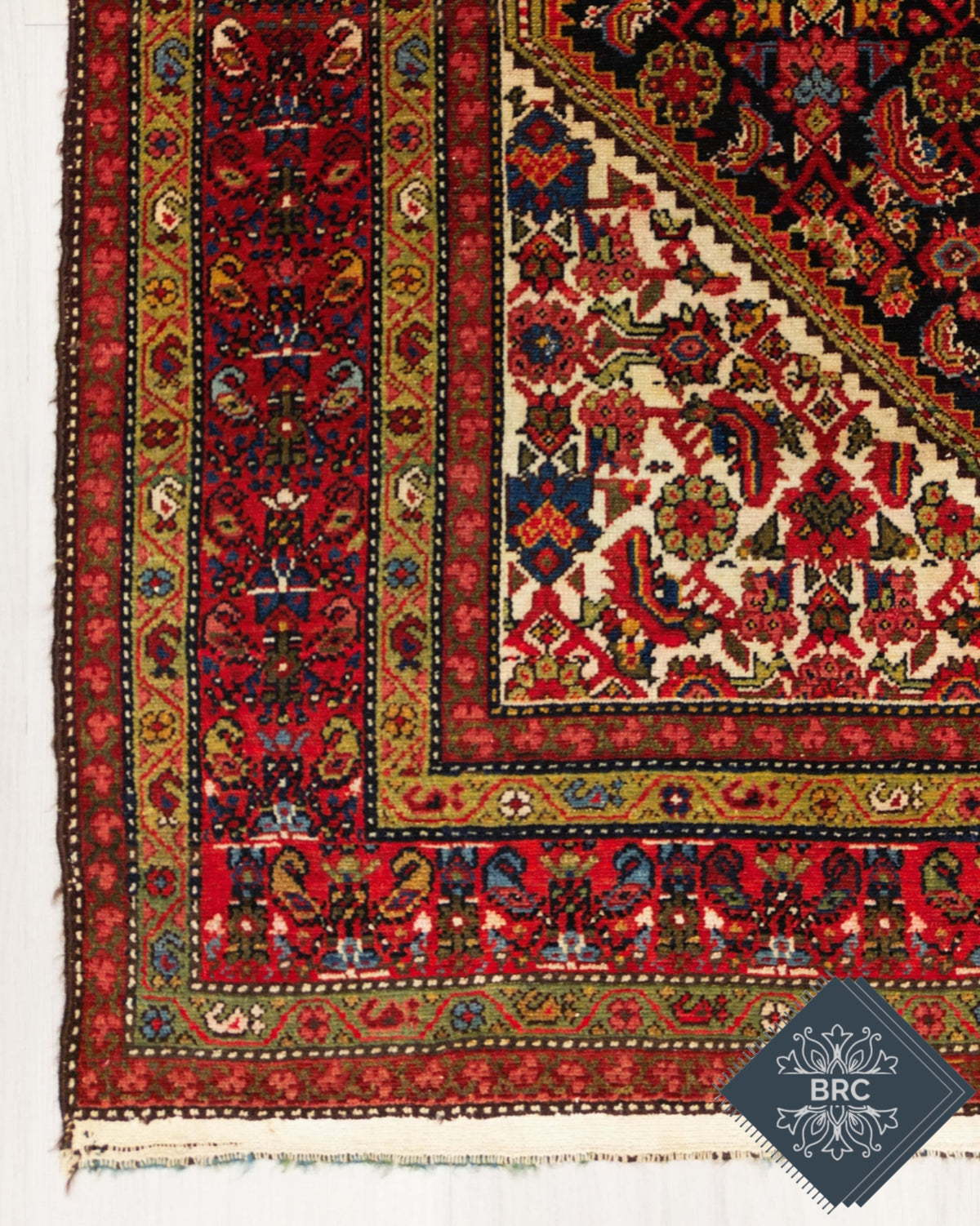 Antique Persian Malayer Rug Circa 1910 | 4' 2" X 6' 2" | Geometric Design | Navy-Blue & Red Colours | Finely Woven | Tribal Production