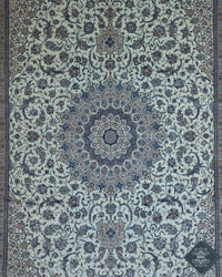 Persian Naeen Rug | 13' 7" X 20' 9" | White & Blue Colours | Extremely Fine | Urban Production