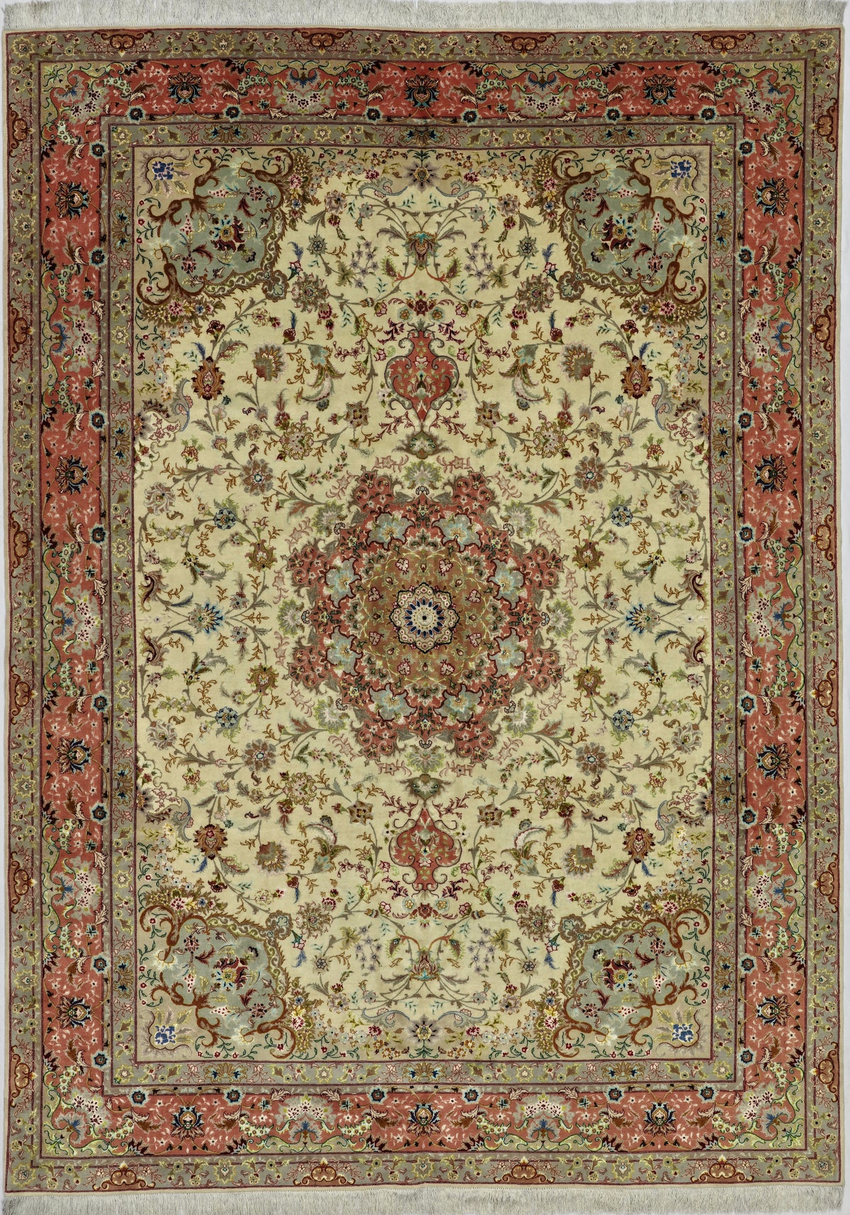 Persian Tabriz Rug | 8' 3" X 11' 6" | Cream & Peach Colours | Urban Production