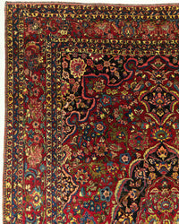 Antique Persian Bakhtiar Rug Circa 1930 | 10' 2" X 13' 9" | Large Size | Red & Black Colours | Urban Production