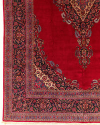 Vintage Persian Kashan Rug Circa 1950 | 10' 3" X 15' 7" | Large Size | Open-Field Design | Red & Navy-Blue Colours | Urban Production