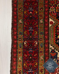 Antique Persian Malayer Rug Circa 1910 | 4' 2" X 6' 2" | Geometric Design | Navy-Blue & Red Colours | Finely Woven | Tribal Production