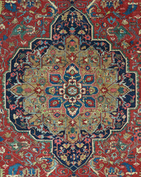 Antique Persian Serapi Heriz Rug Circa 1880 | 14' 5" X 23' | Multicolour Jewel Tones | Geometric Design | Tribal Production