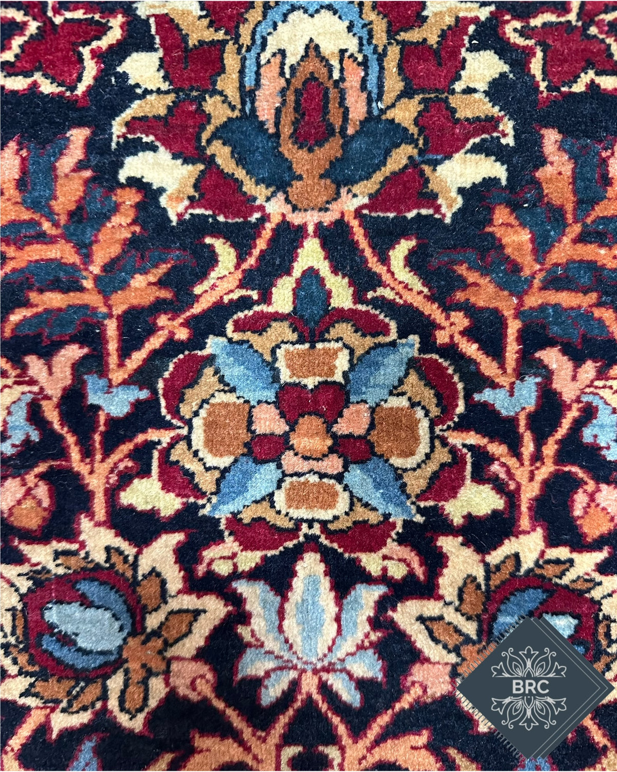 Antique Persian Isfahan Ahmad Rug Circa 1900 | 4' 9" X 6' 9" | Red & Blue Colours | Finely Knotted | Urban Production