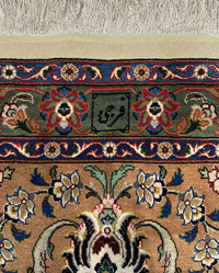 Vintage Persian Tabriz Faraji Rug Circa 1970 | 9' 10" X 13' 9" | Olive Green & Orange Colours | Floral Medallion Design | Urban Production