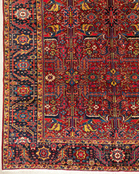 Vintage Persian Heriz Rug Circa 1940 | 8' 0" X 11' 1" | No-Medallion | Red & Black Colours | Tribal Production