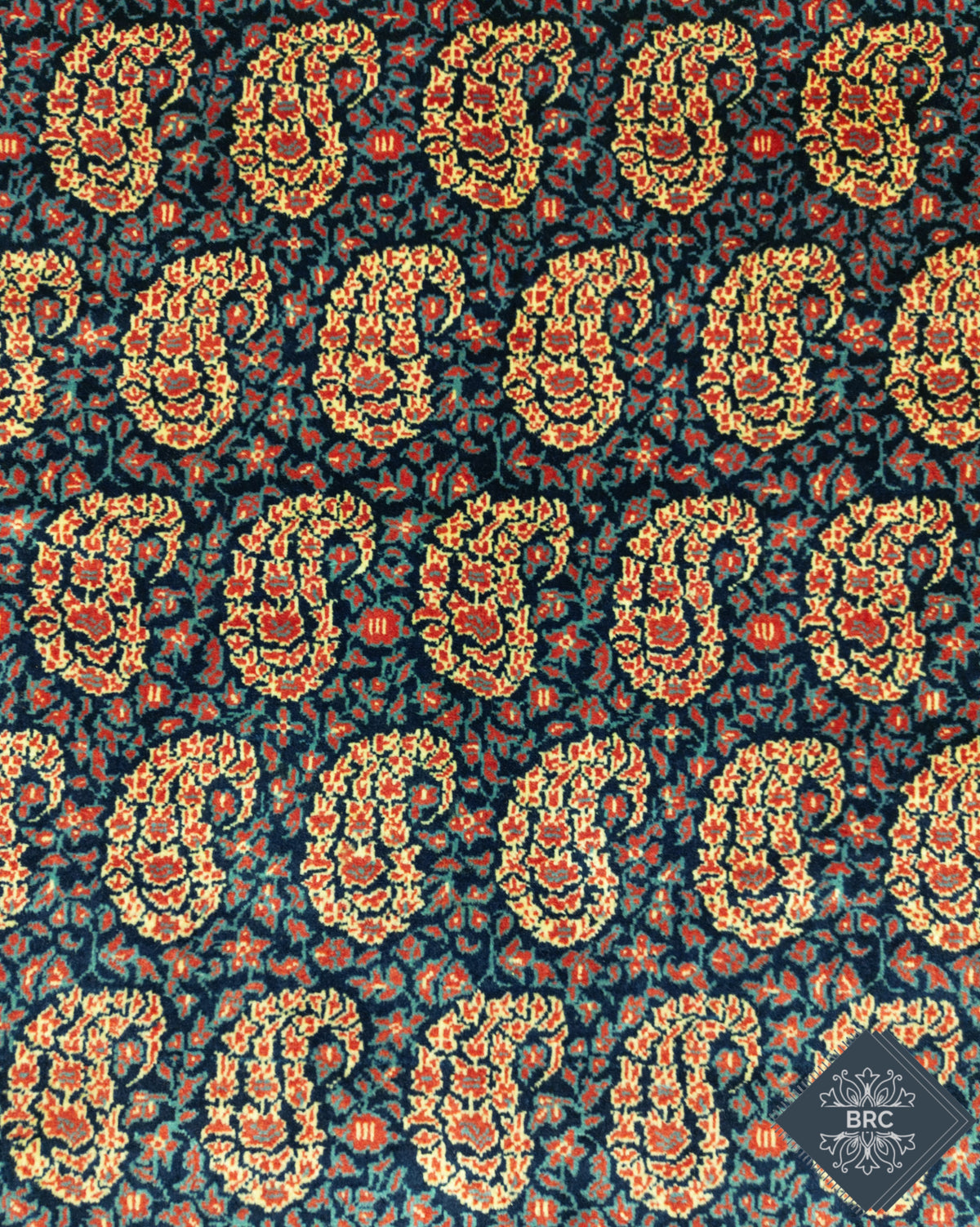Vintage Persian Kashan Rug Pair Circa 1950 | 4' 5" X 6' 11" each | Blue & Orange Colours | Urban Production