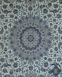 Persian Naeen Rug | 13' 7" X 20' 9" | White & Blue Colours | Extremely Fine | Urban Production