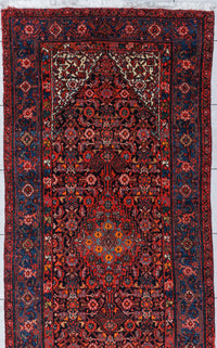 Antique Malayer Runner Circa 1930 | 3' 2" X 16' 11" | Red & Blue Colours | Geometric Design | Tribal Production