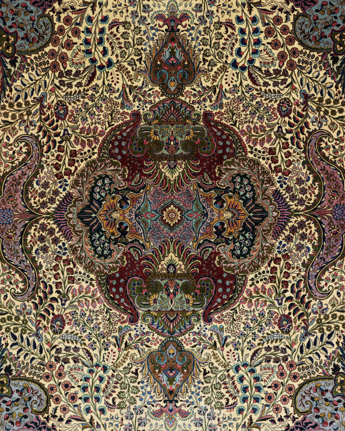 Vintage Persian Tabriz Rug Circa 1960 | 9' 10" X 13' 5" | Light Colours | Floral Medallion Design | Urban Production