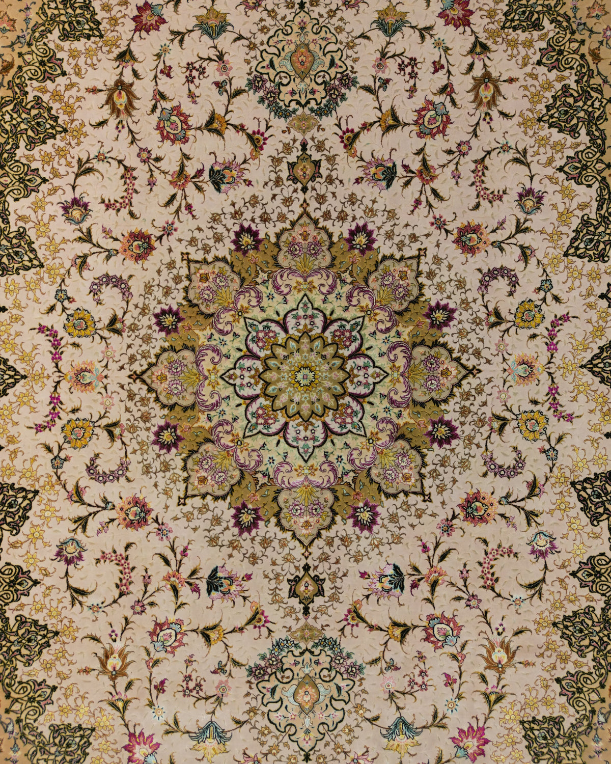 Persian Tabriz Rug | 8' 2" X 11' 6" | Light Colours | Wool & Silk | Extremely Fine | Urban Production