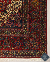 Antique Persian Isfahan Rug Circa 1920 | 8' 7" X 13' 0" | Red & Ivory Coloured | Extremely Fine | Urban Production