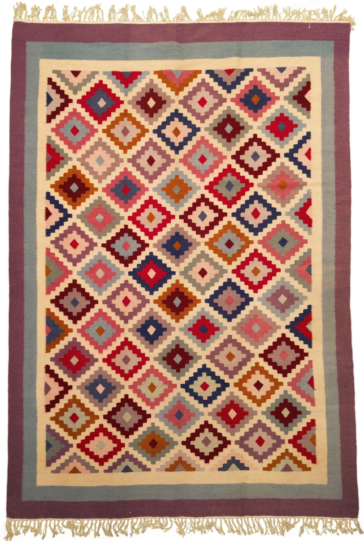 Egyptian Kilim (Flat Weave) Rug | 6' 8" X 9' 5" | Geometric Design | Multi-Colour | Urban Production