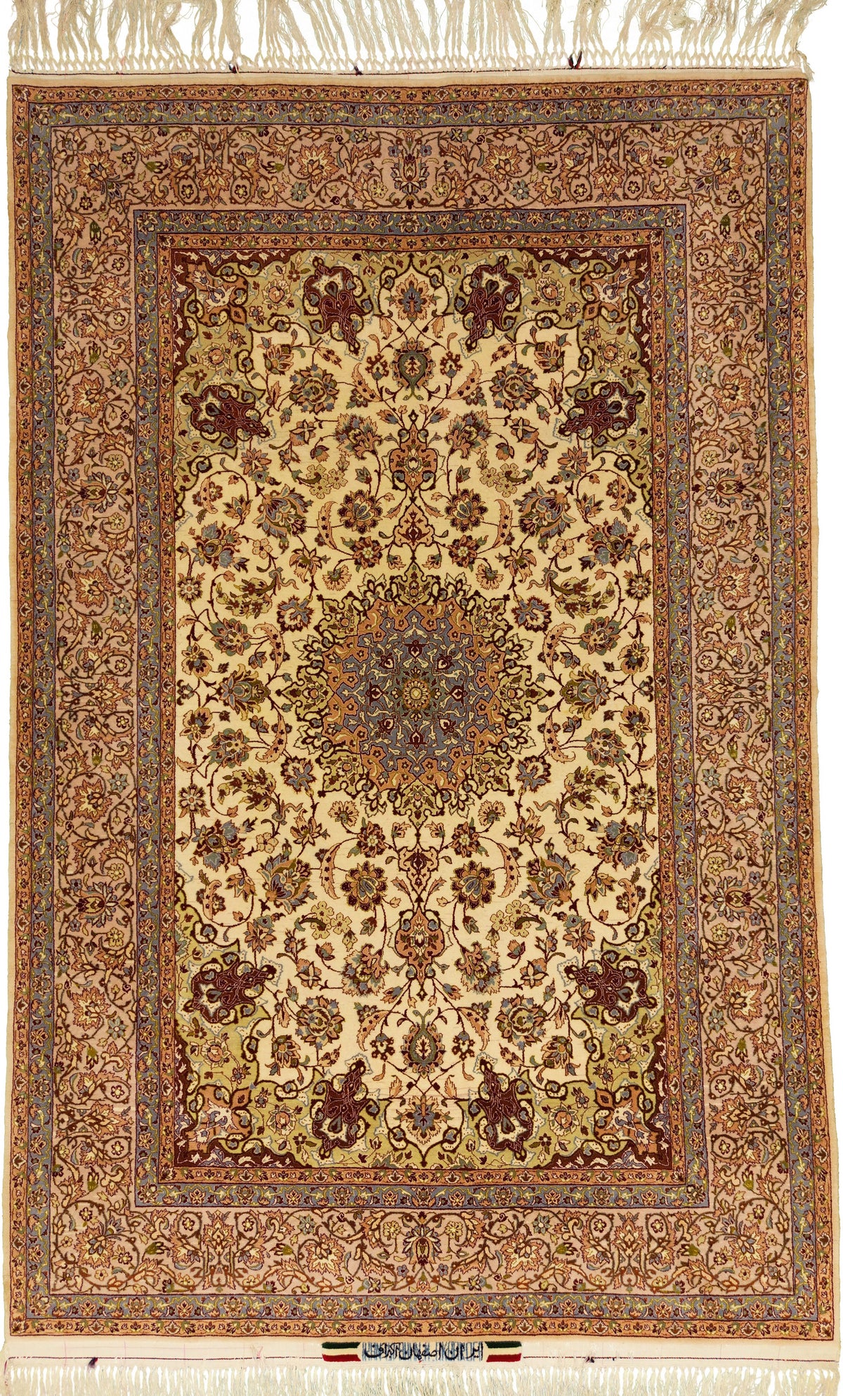 Persian Isfahan Rug | 4' 11" X 7' 7" | Ivory & Beige Colours | Extremely Fine | Urban Production