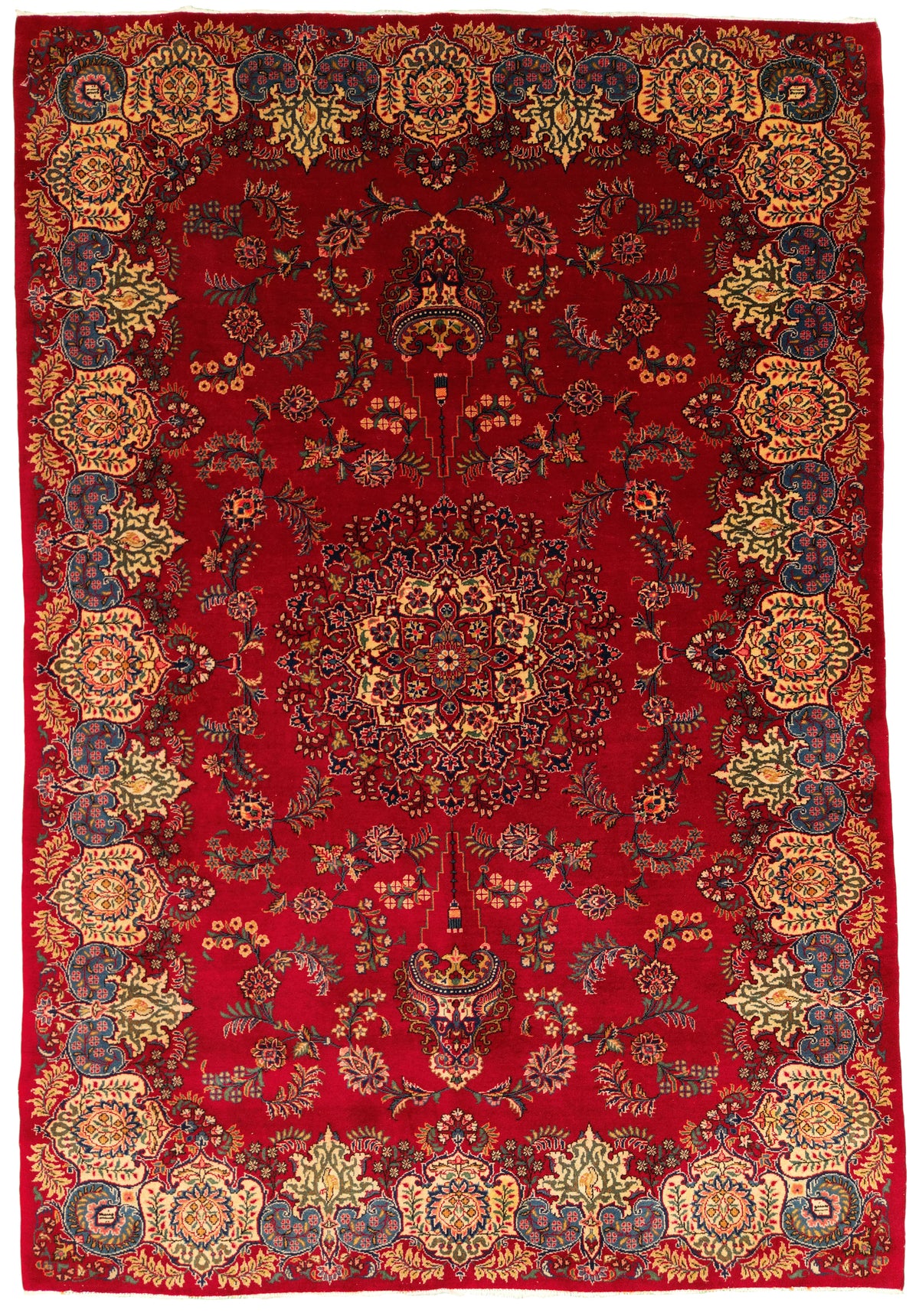 Vintage Persian Kashan Meini Rug Circa 1950 | 4' 6" X 6' 7" | Red Colour | Extremely Fine| Urban Production