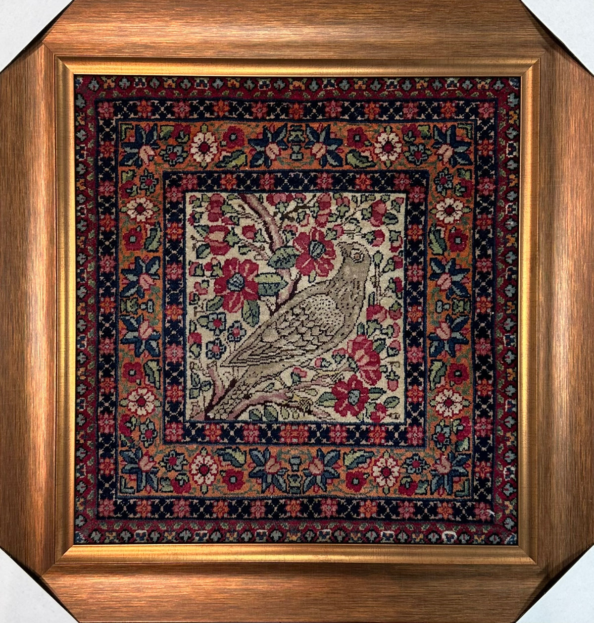 Antique Persian Kerman Lavar Rug Circa 1870 | 1' 10" X 1' 8" | Floral Design | Beige & Rose Colours | Extremely Fine | Urban Production