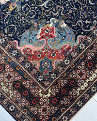 Antique Persian Bakhtiar Rug Circa 1920 | 10' 10" X 14' 1" |  Red & Midnight Blue Colours | Tribal Production