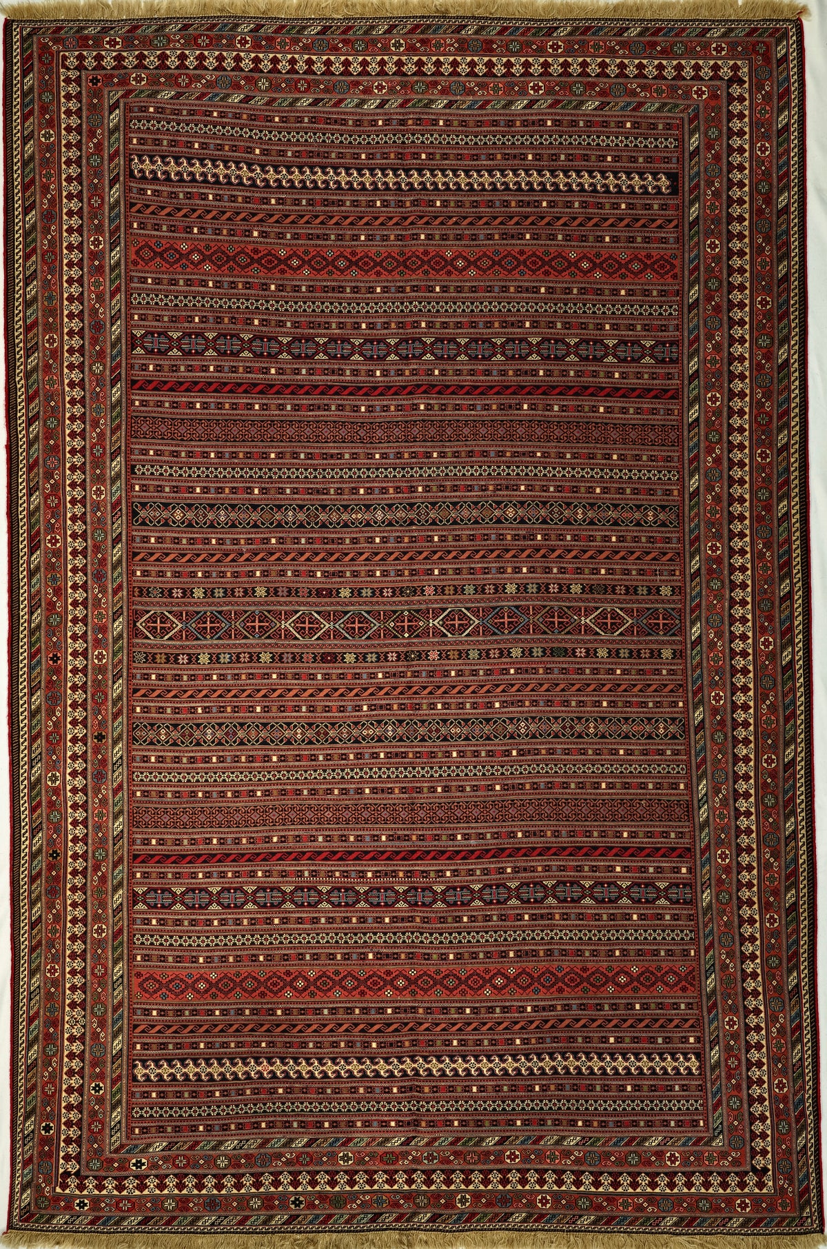 Persian Sirjan Soumak Kilim (flat weave) | 6' 4" X 9' 7" | Multicolour | Tribal Production