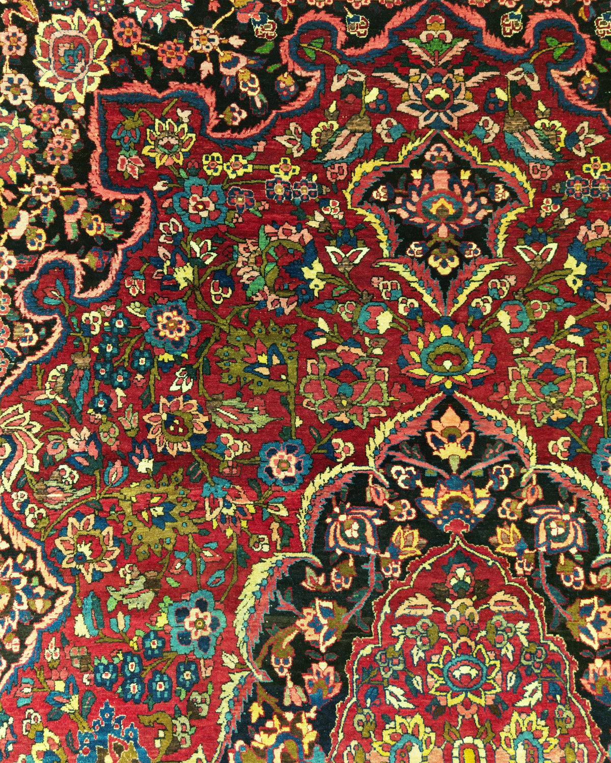Antique Persian Bakhtiar Rug Circa 1930 | 10' 2" X 13' 9" | Large Size | Red & Black Colours | Urban Production