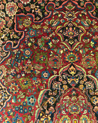 Antique Persian Bakhtiar Rug Circa 1930 | 10' 2" X 13' 9" | Large Size | Red & Black Colours | Urban Production