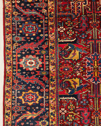 Vintage Persian Heriz Rug Circa 1940 | 8' 0" X 11' 1" | No-Medallion | Red & Black Colours | Tribal Production