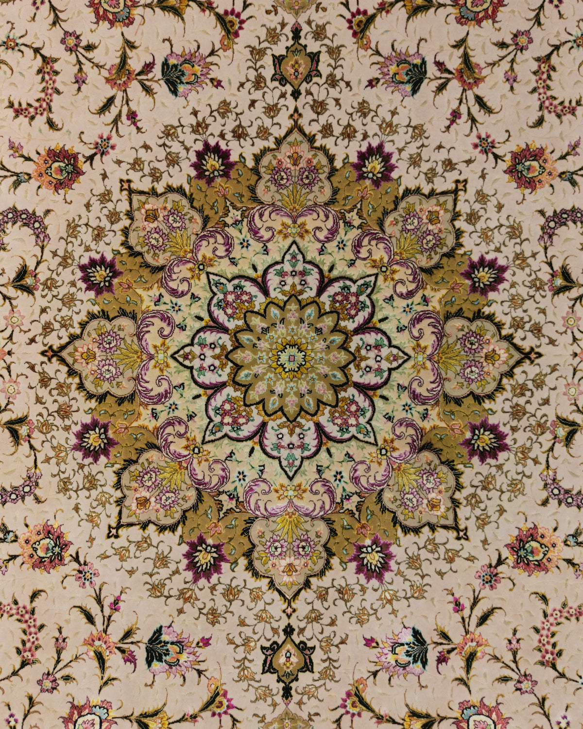 Persian Tabriz Rug | 8' 2" X 11' 6" | Light Colours | Wool & Silk | Extremely Fine | Urban Production