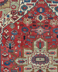 Antique Persian Serapi Heriz Rug Circa 1880 | 11' 2" X 14' 5" | Red Colour | Geometric Design | Tribal Production