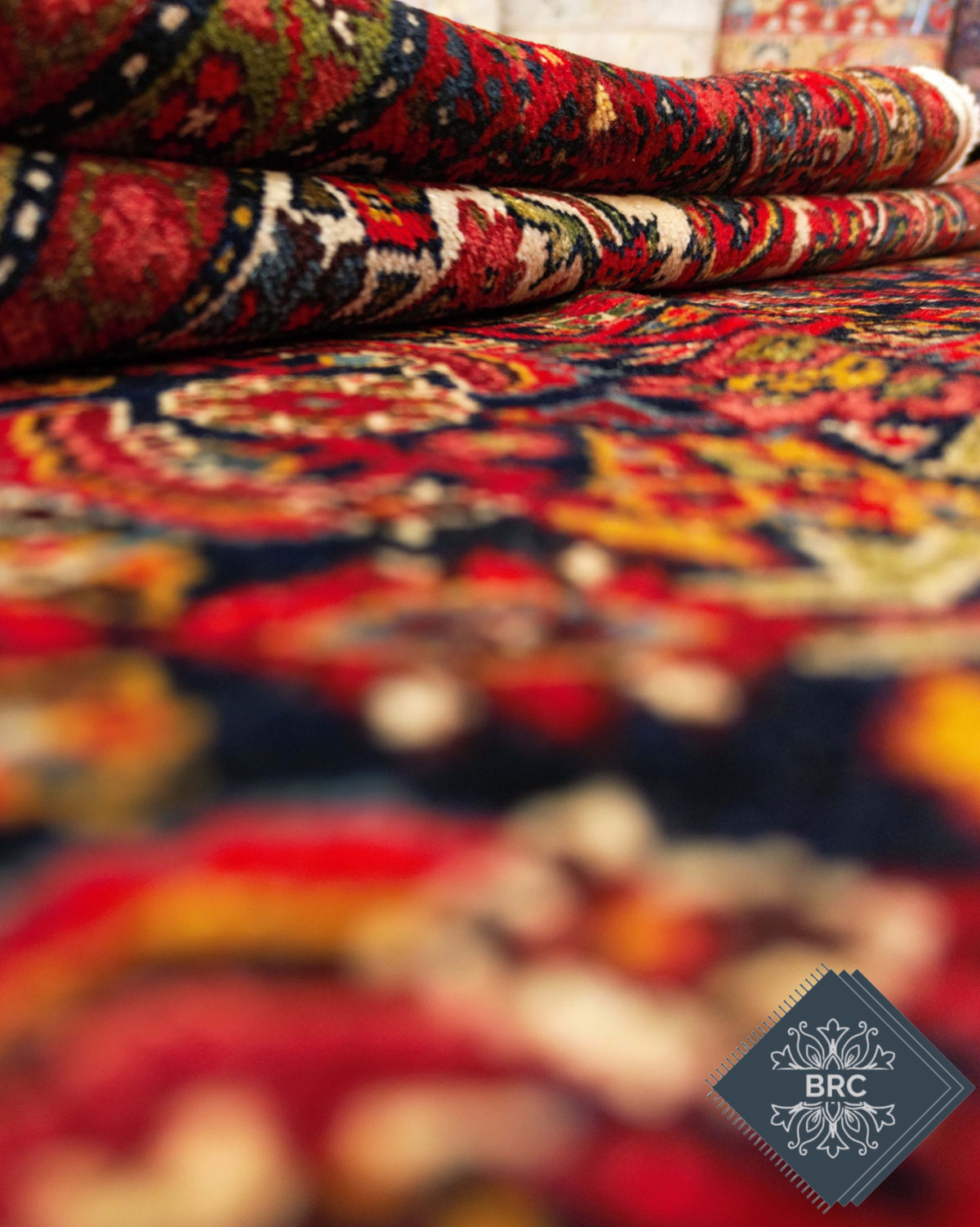 Antique Persian Malayer Rug Circa 1910 | 4' 2" X 6' 2" | Geometric Design | Navy-Blue & Red Colours | Finely Woven | Tribal Production