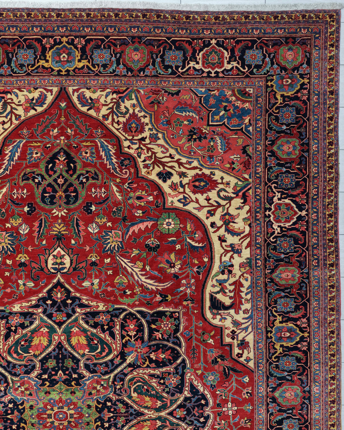 Persian Heriz Rug | 12' 11" X 19' | Red Colour | Geometric Design | Tribal Production