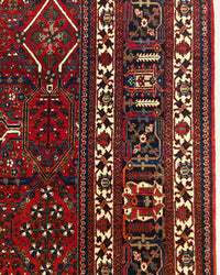 Vintage Persian Meymeh Rug Circa 1950 | 9' 1" X 12' 4" | Red Colour | Allover Geometric Design | Tribal Production