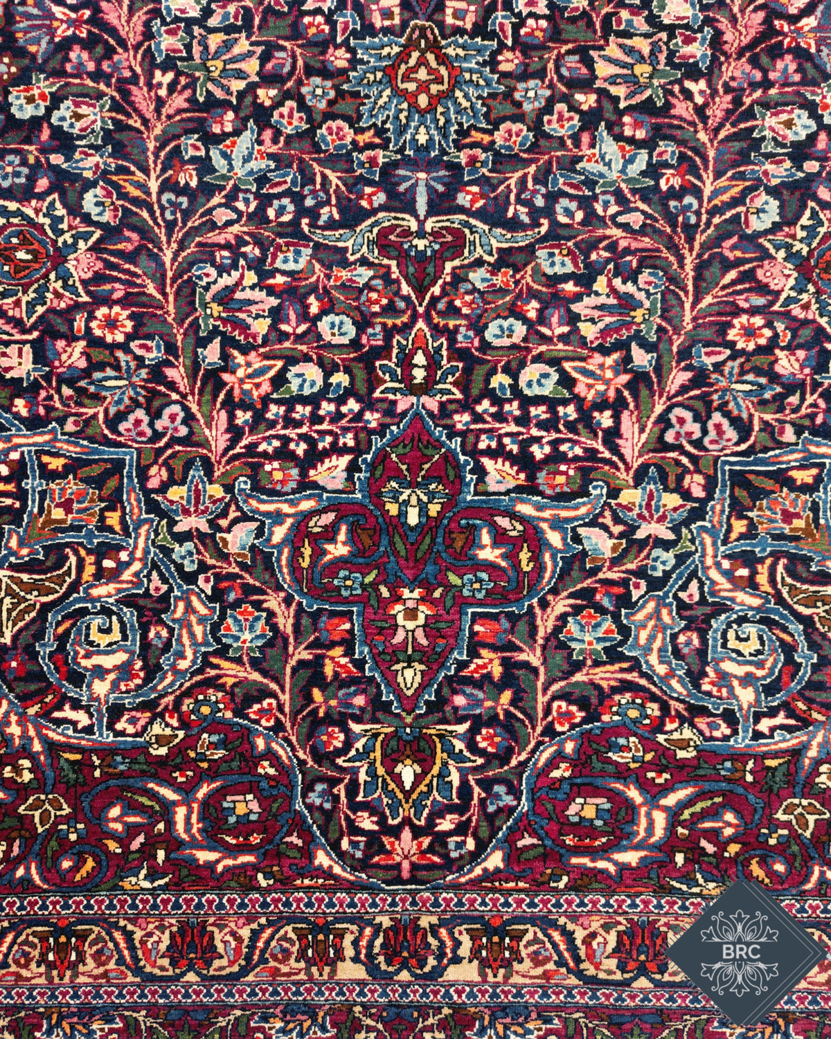 Antique Persian Doroksh Rug Circa 1920 | 8' 4" X 12' 2" | Navy-Blue & Purple Colours | Finely Woven | Urban Production