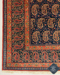 Vintage Persian Kashan Rug Pair Circa 1950 | 4' 5" X 6' 11" each | Blue & Orange Colours | Urban Production
