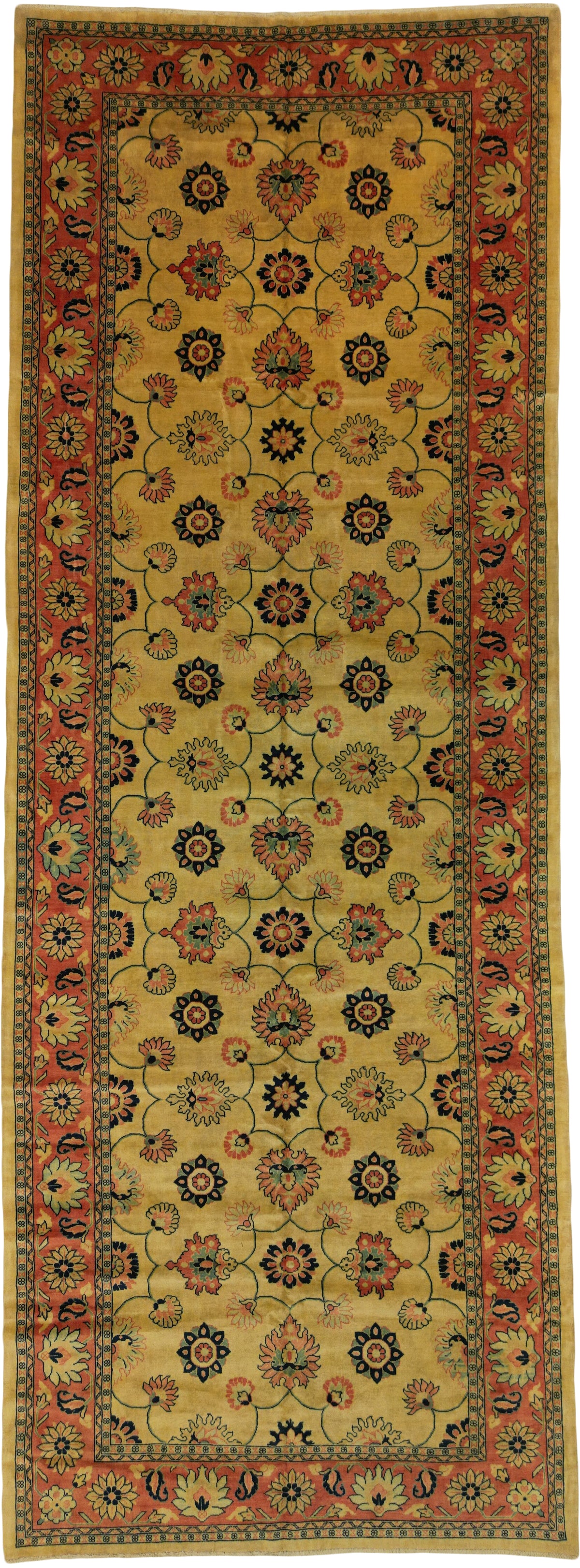 Persian Mahal Rug | 7' 5" X 20' 1" | Over-sized | Yellow & Orange Colours | Tribal Production