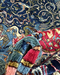 Antique Persian Bakhtiar Rug Circa 1920 | 10' 10" X 14' 1" |  Red & Midnight Blue Colours | Tribal Production