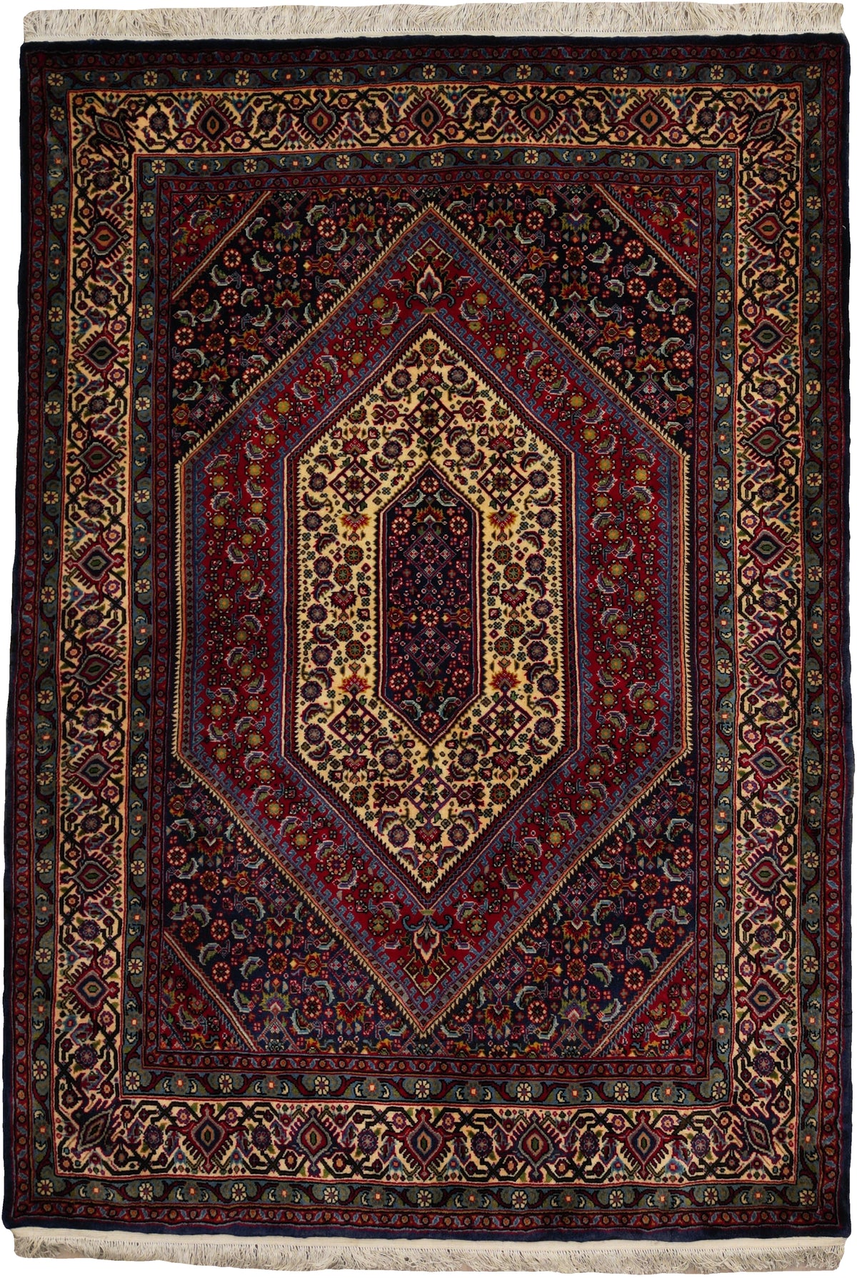 Persian Bijar Rug | 4' 6" X 6' 10" | Red & Ivory Colours | Urban Production