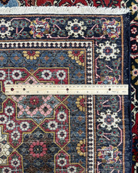 Antique Persian Bakhtiar Rug Circa 1920 | 10' 10" X 14' 1" |  Red & Midnight Blue Colours | Tribal Production