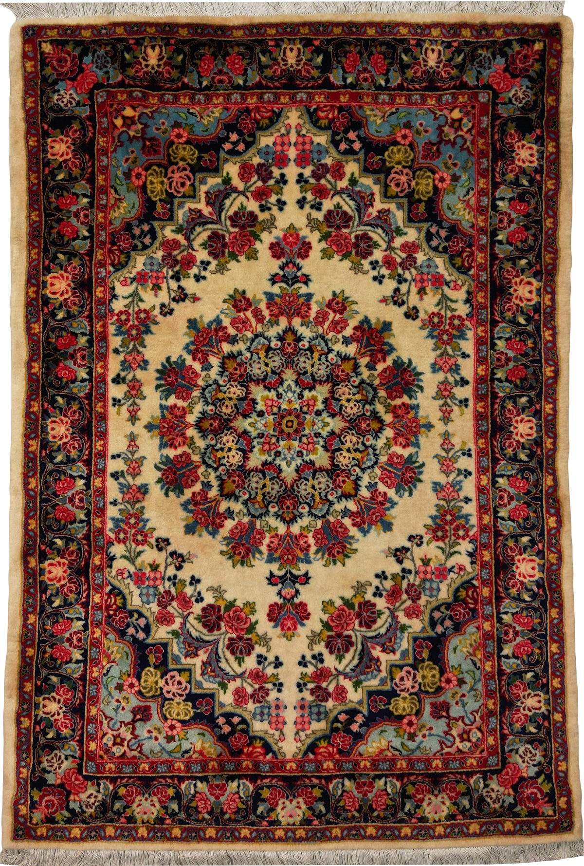 Persian Jowzan Rug |3' 6" X 5' 1" | Ivory & Pink Colours | Urban Production