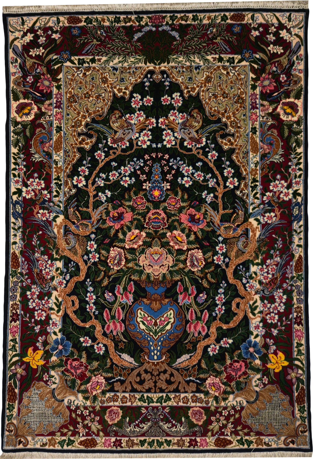 Persian Isfahan Rug | 3' 8" X 5' 3" | Blue & Red Colours | Urban Production